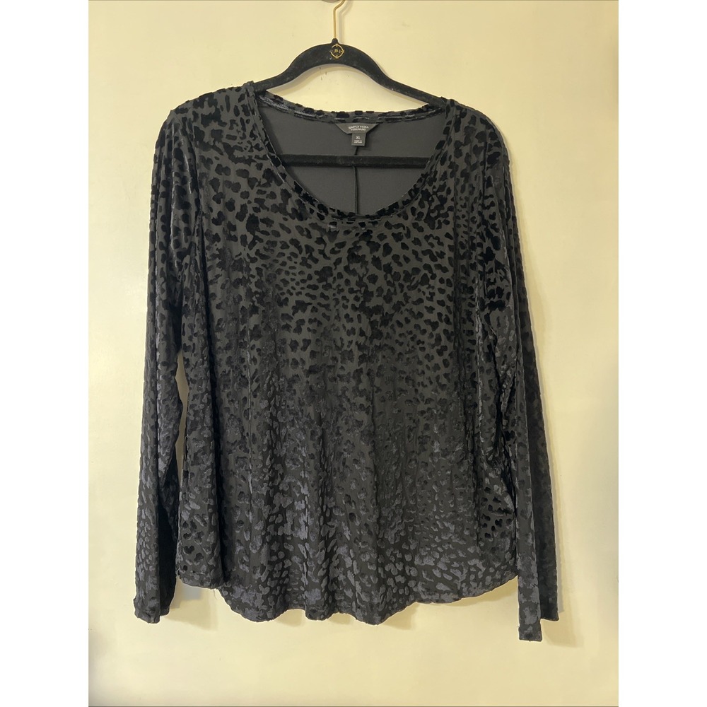 Simply Vera Wang‎ Womens XXL Black Velvet Burnout Long Sleeve Top Whimsigoth